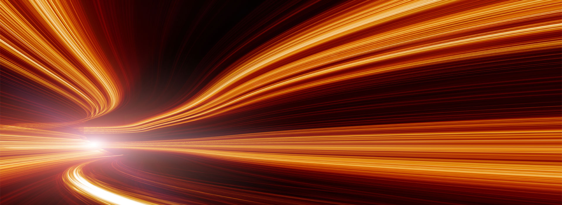 Orange and white swoops representing technology in motion